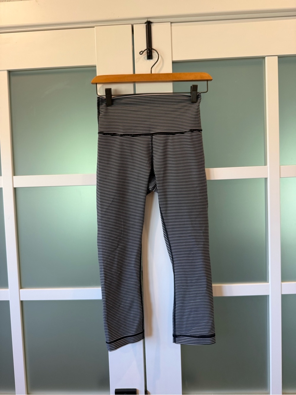 lululemon athletica Black and White Striped Capri Leggings